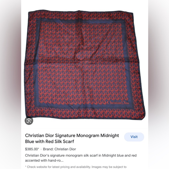 Christian Dior 100% Silk Handkerchief - Brown and Cream - Vintage - Picture 8 of 9